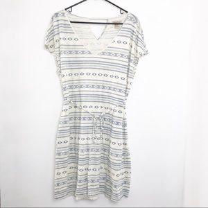 Lucky Brand Blu and White Aztec Print Dress-Large